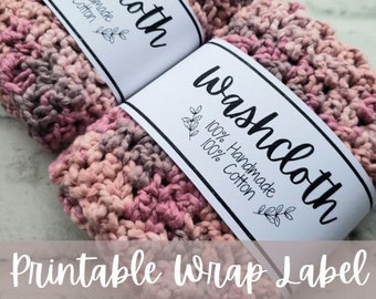 Printable washcloth wrap label, PDF