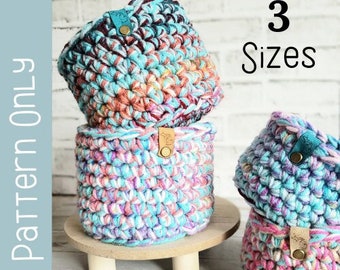 Scrappy Yarn Basket, Crochet Pattern Only. 3 sizes included!