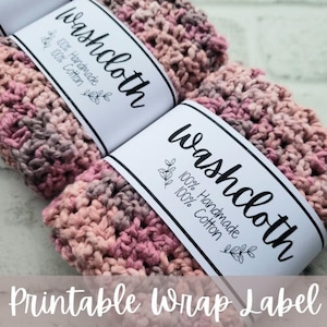 Printable washcloth wrap label, PDF