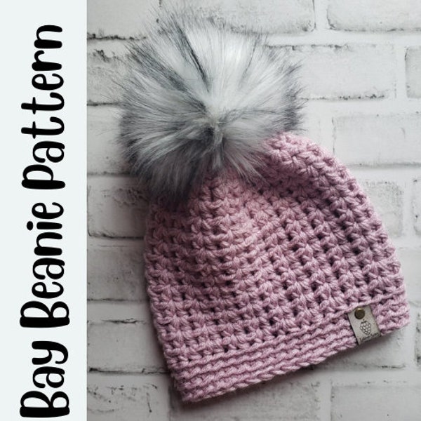 Bay Beanie crochet hat pattern. Digital download. Easy crochet hat pattern.