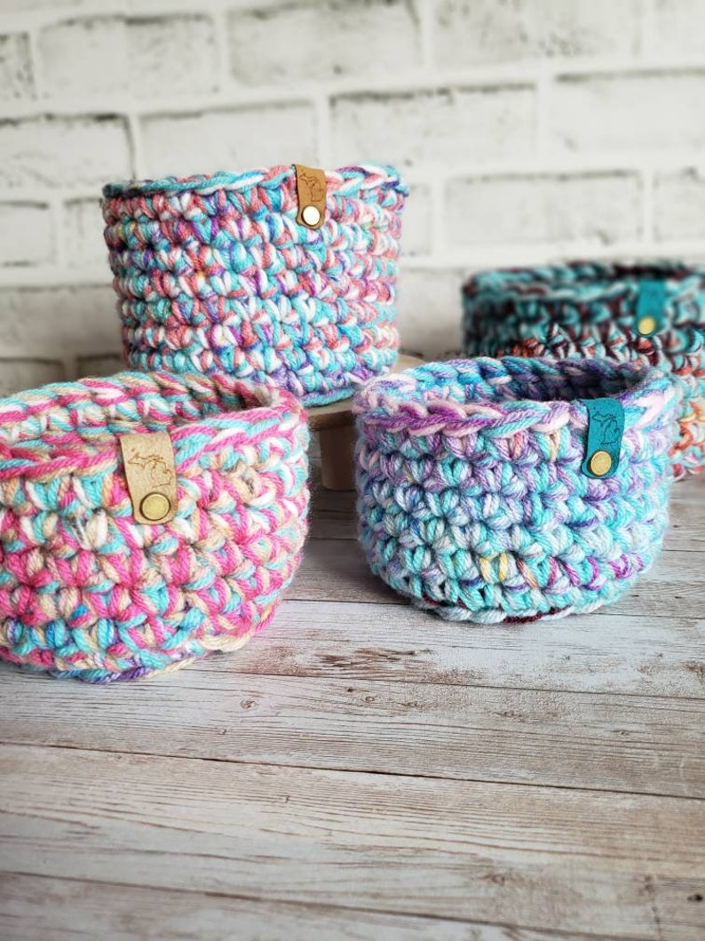 Scrappy Yarn Basket, Crochet Pattern Only. 3 sizes included image 10