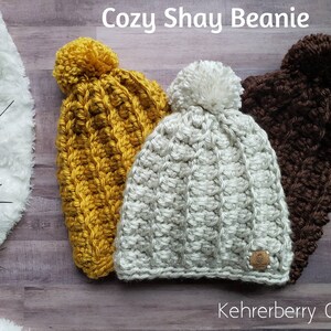 COSY SHAY BEANIE, gehaakte muts, winterhoed, herfsthoed, gezellige muts, alleen patroon, handgemaakt, uitrusting voor het koude seizoen, kindermaat, tweenmaat, volwassen maat. afbeelding 4