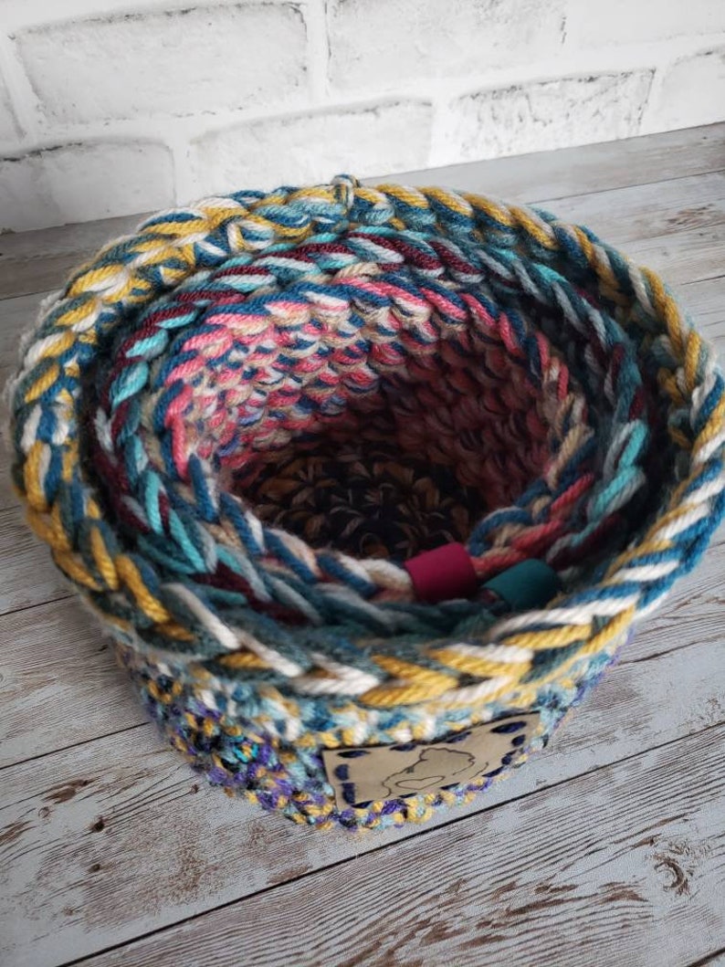 Scrappy Yarn Basket, Crochet Pattern Only. 3 sizes included image 7