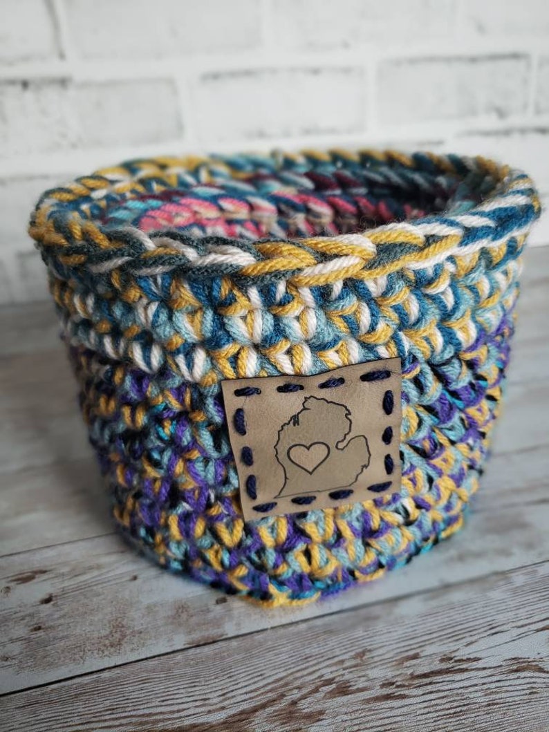 Scrappy Yarn Basket, Crochet Pattern Only. 3 sizes included image 6