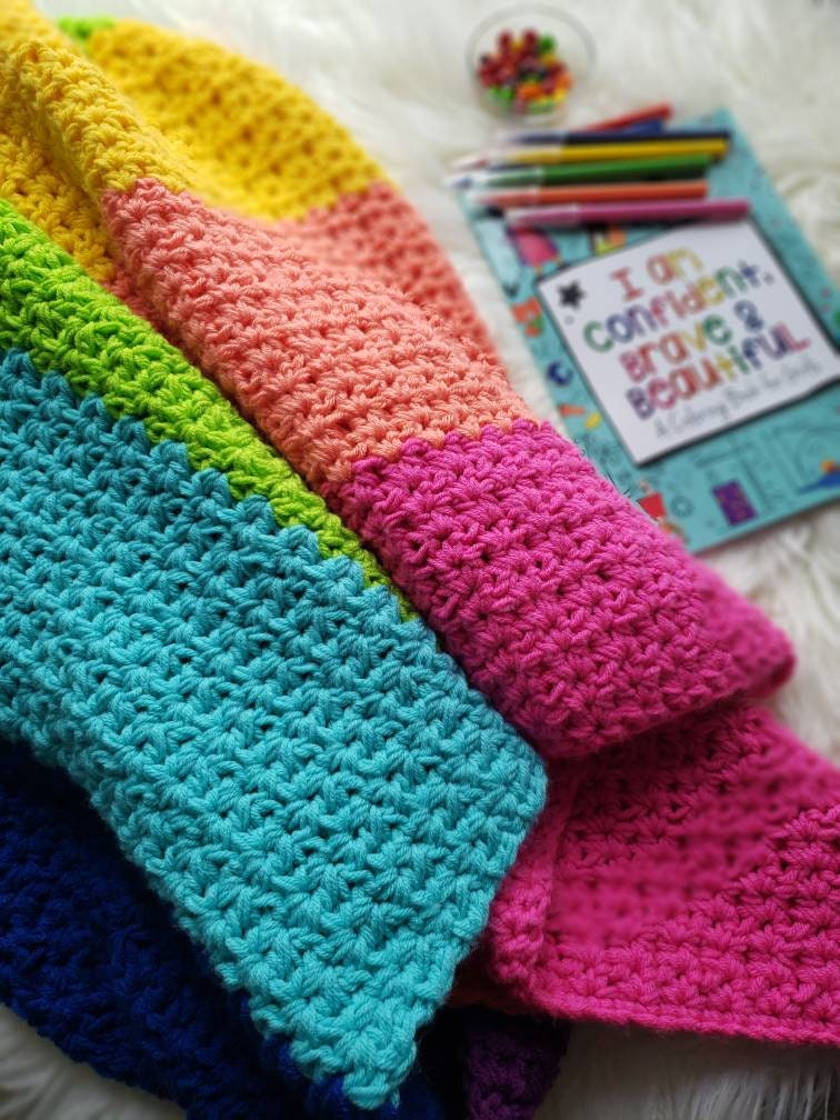 40 Rainbow Blanket Crochet Patterns to Brighten Baby Rooms, Throws, and Gift Giving 37 Brynlee Blanket Croctet Pattern. Blanket Pattern. Rainbow