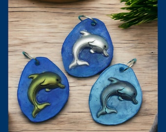 Jumbo Dolphin Freeform Keychain or Hanging Ornament. Choice of Colors. Very Large Size!