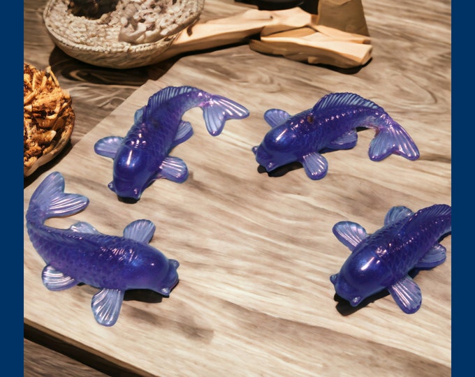 Image showcasing Four Purple Koi Fish Craft Ornaments. Great for Crafts, Fairy Garden ...