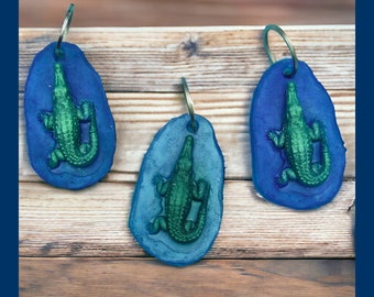 Jumbo Alligator Freeform Keychain or Hanging Ornament. Choice of Colors. Very Large Size!