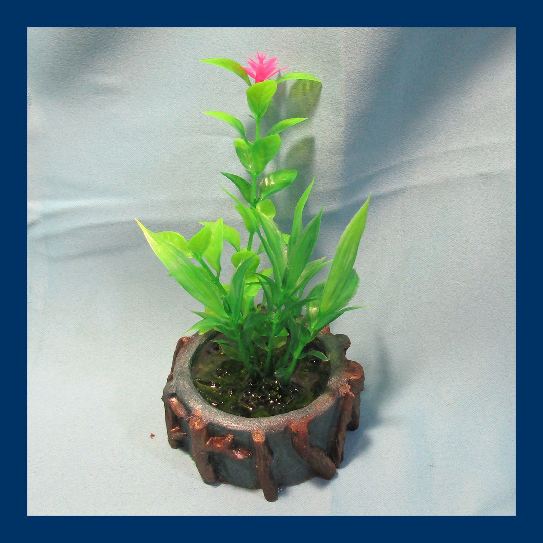 Bronze & Green Fancy Tree Stump Aquarium Decoration With Etsy