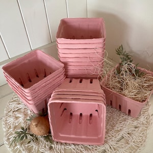 Set of 10 Pink Berry Baskets