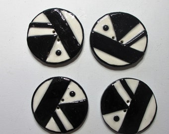 Smart Black and White Geometric Art Deco Buttons