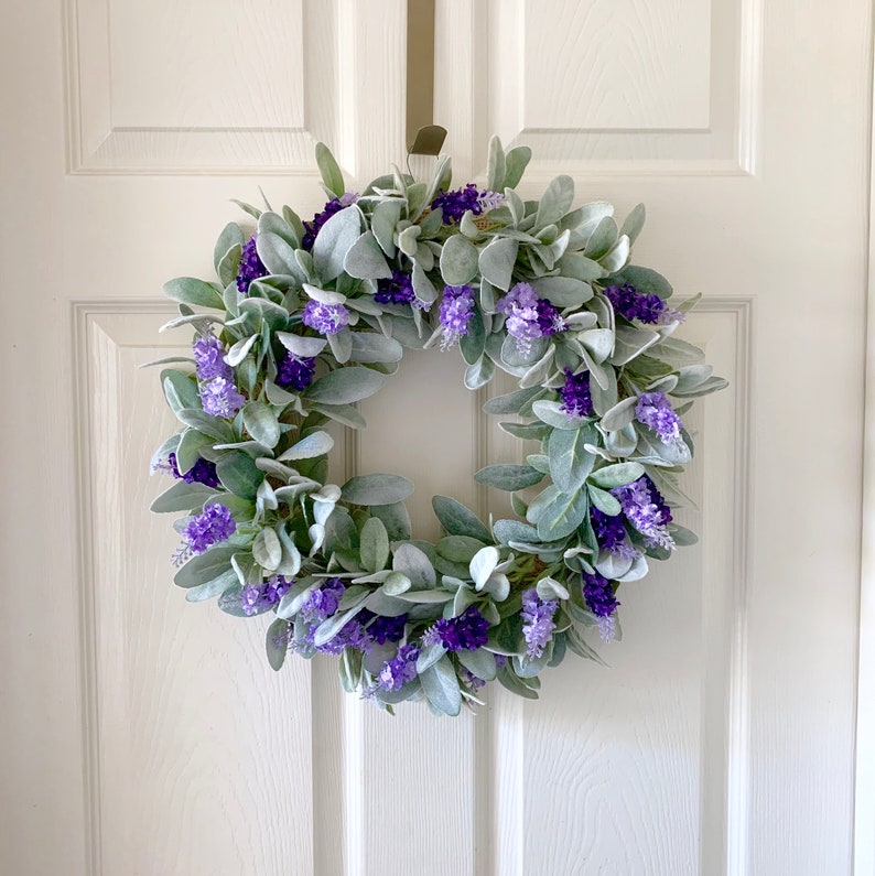 Lambs Ear and Lavender Silk Wreath Natural Rustic Wreath Etsy