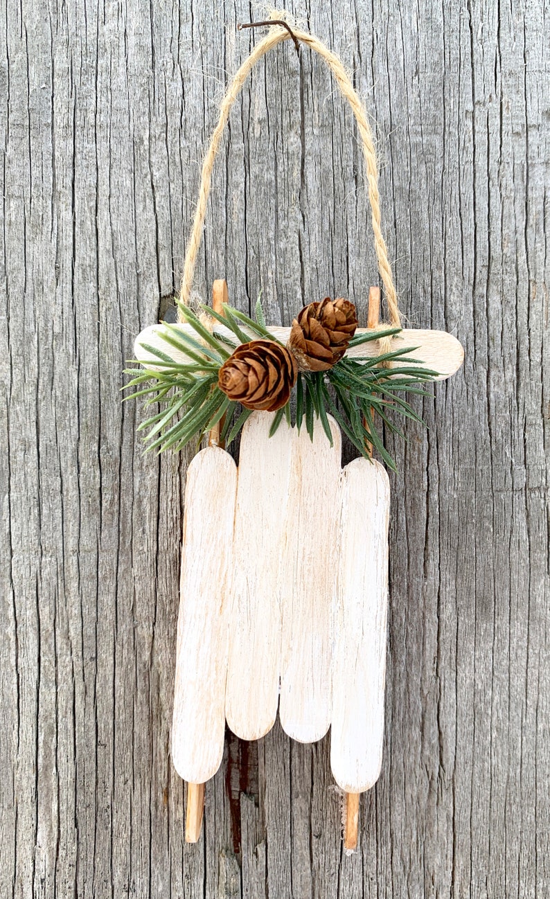 Sled Popsicle Stick Christmas Ornament Popsicle Stick | Etsy