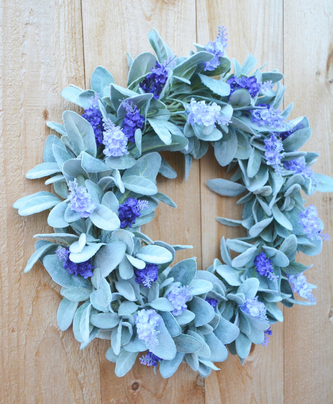 Lambs Ear and Lavender Silk Wreath Natural Rustic Wreath Etsy