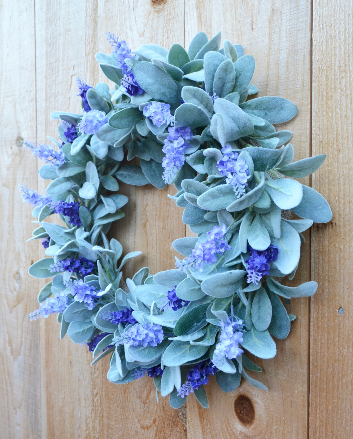 Lambs Ear and Lavender Silk Wreath Natural Rustic Wreath Etsy