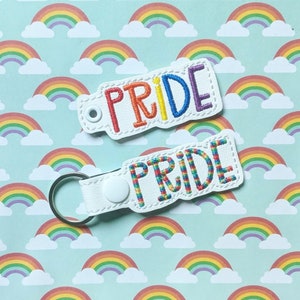 DIGITAL FILE Pride Snap Tab & Eyelet Embroidery Design for Key Fob