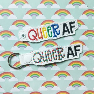 DIGITAL FILE Queer AF Snap Tab & Eyelet Stickerei Design für Schlüsselanhänger