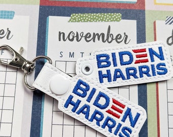 NOT a physical keychain! DIGITAL FILE - Democrat Joe Biden / Kamala Harris Snap Tab & Eyelet Key Fob ith In the Hoop Project
