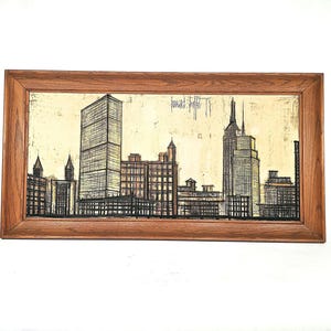Mid Century Bernard Buffet Lithograph &quot;New York Skyline&quot;