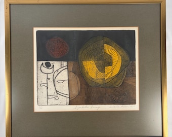 Mid Century Lithograph by Maria Klein 1970