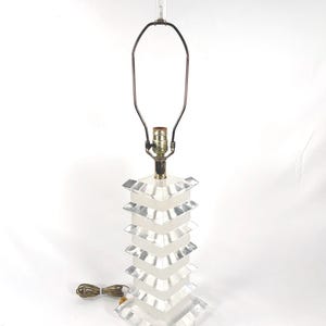 Mid Century Stacked Clear and Frosted Lucite Table Lamp