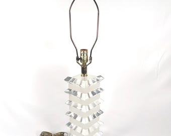 Mid Century Stacked Clear and Frosted Lucite Table Lamp