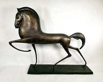 Mid Century Large Art Deco Bronze Horse Sculpture in the Style of Boris Lovet-Lorski