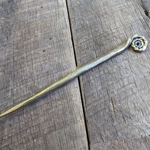 Forged Hair Stick, Hair Pin Ammonite Scroll End