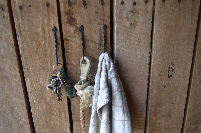 Small Wrought Iron Wall Hook set of 3 Etsy