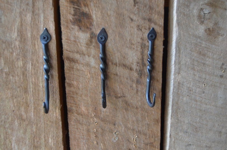 Small Wrought Iron Wall Hook set of 3 Etsy