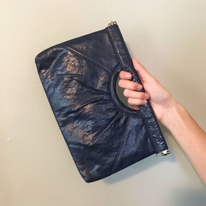 VINTAGE Clutch Purse (Navy Blue, Patent Leather)