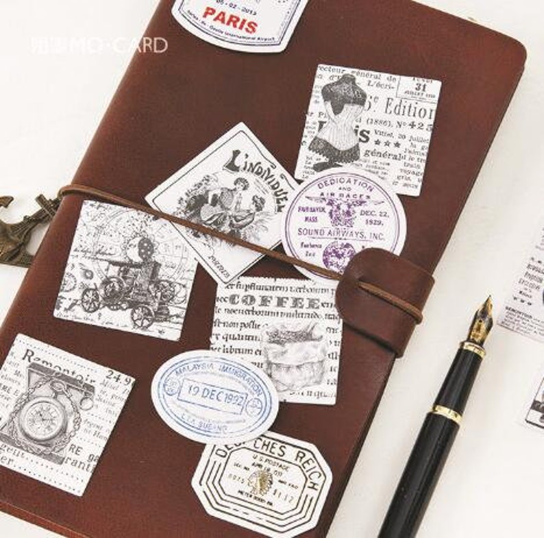 Vintage Print Stickers or Scrapbooking for Journaling Planners