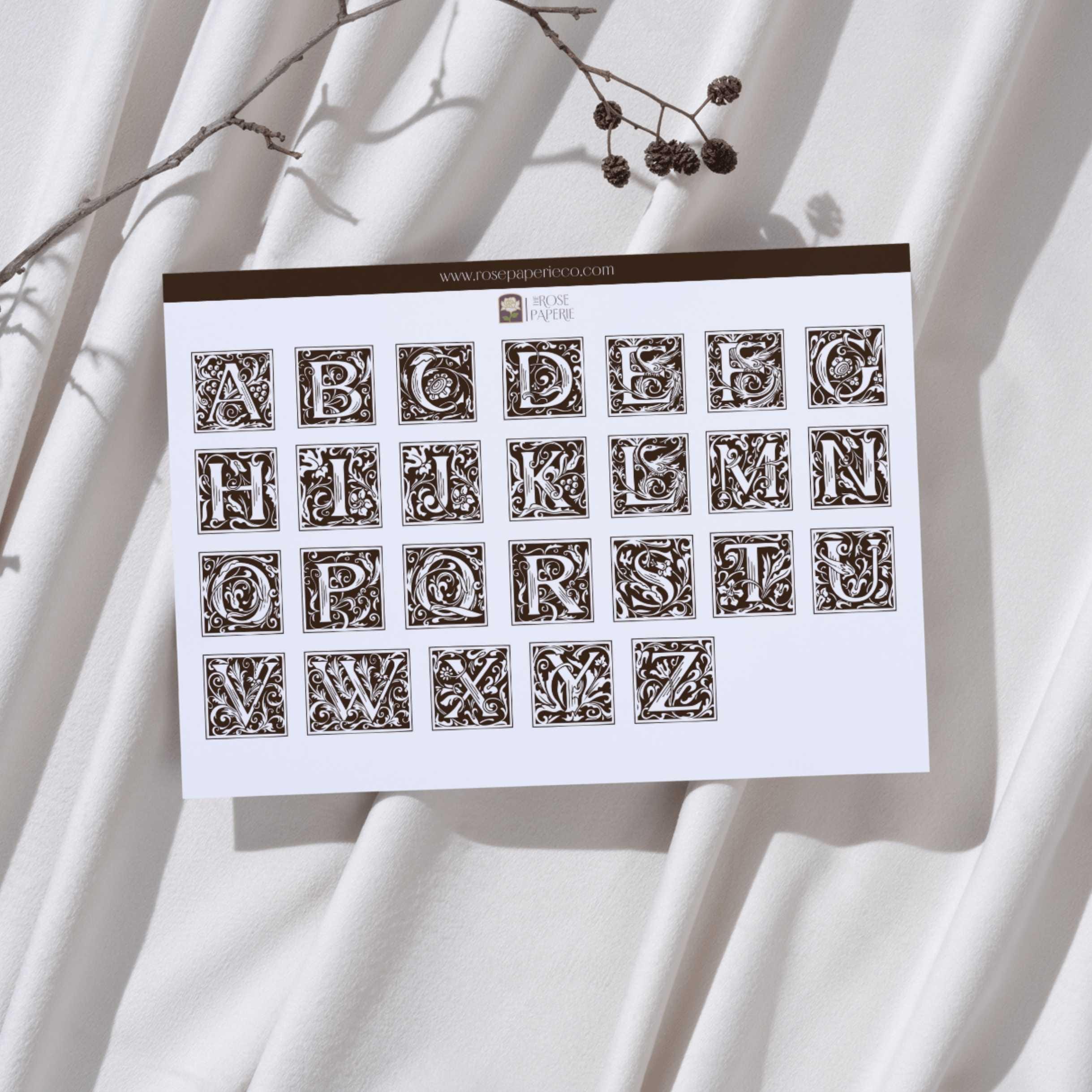 Sticker Printable Letters Brown Vintage Alphabet Sticker Sheet - Brown - Etsy