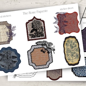 Victorian Florals Vintage Sticker Sheet for Journals, Planners, Scrapbooking and Crafts