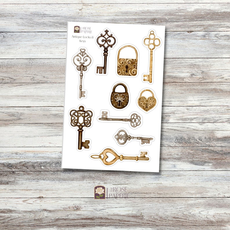 Antique Locks and Keys Sticker Sheet for Journals, Planners ...