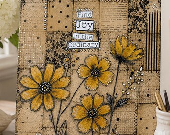 Find Joy in the Ordinary Mixed Media Art Print, Inspirational Wall Art, Encouraging Home Decor, Uplifting Quote Art