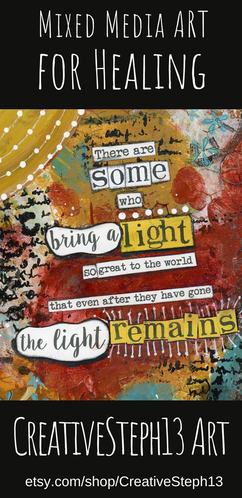 Loss of a Loved One Mixed Media Art, Light Remains, Sympathy Gift, Gift for Grief, Celebration of Life, Sorrow Sadness Quote, Memorial Gift image 9