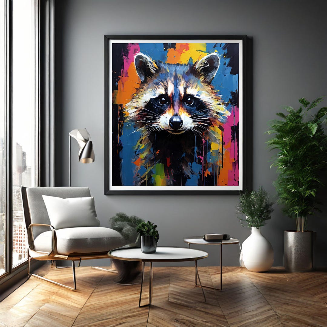 Abstract Painting Digital Download Print Raccoon - Etsy