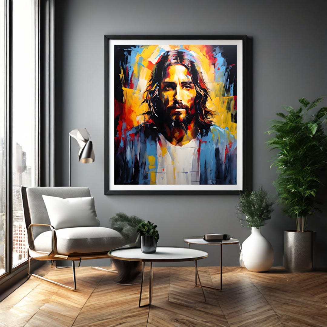 Abstract Jesus Christ Digital Print: Modern Christian Wall Art Painting ...