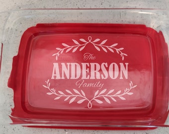 Personalized Pyrex Glass Bakeware dish 9x13 laser Engraved Wedding Gift Housewarming Gift,  Pyrex Glass, Casserole,