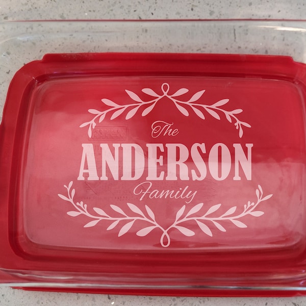 Personalized Pyrex Glass Bakeware dish 9x13 laser Engraved Wedding Gift Housewarming Gift,  Pyrex Glass, Casserole,