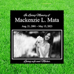 12x12 Personalized Memorial Stone Custom black Granite Personalized Grave Marker Garden Stone
