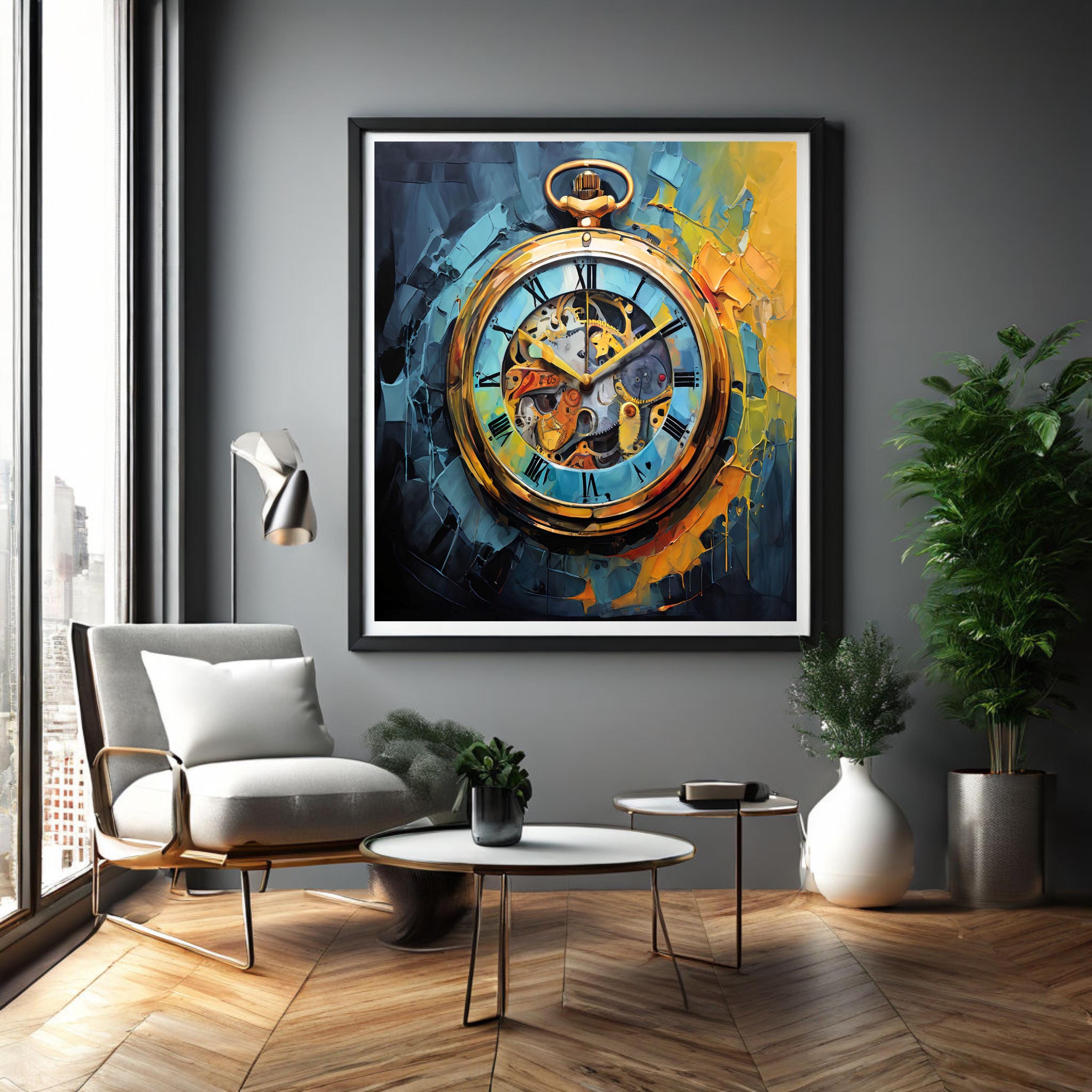 Abstract Pocket Watch Digital Art Print: Downloadable Surreal Timepiece ...