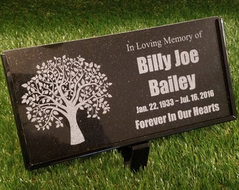 Personalized Tree Planting Ceremony Stone Memorial Engraved Marker Granite 6" x 12" garden stones