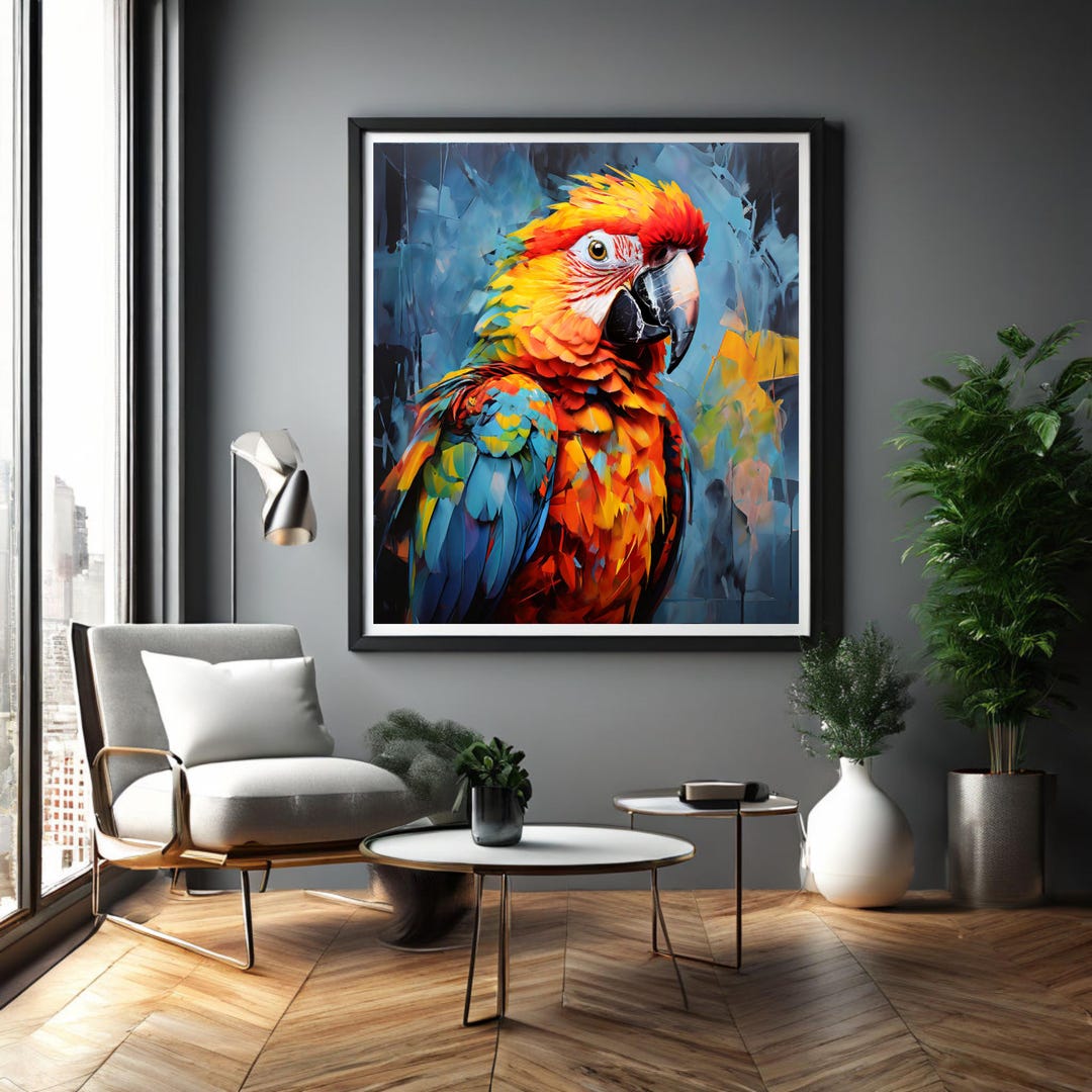 Vibrant Abstract Parrot Digital Art Print - Downloadable Modern Wall ...