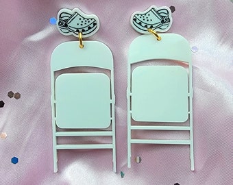 Acrylic Folding Chair Earrings, Battle Of Montgomery, Riverfront Brawl, Acrylic Earrings, Statement Earrings, Montgomery Brawl Jewelry, FAFO