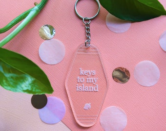 Keys To My Island Keychain, Animal Crossing Inspired Keychain, Vintage Style Keychain, Retro, Motel Tag, Perfect Gift