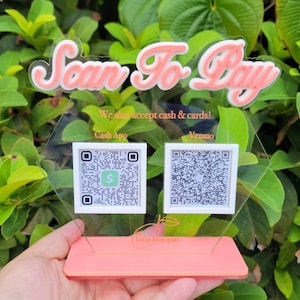 Scan To Pay Sign, QR code Sign, Personalized Business Sign, Acrylic Payment Station, Payment Sign, Acrylic Sign
