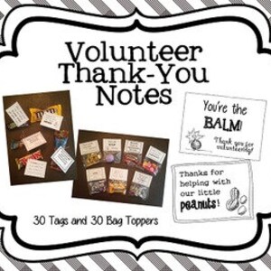 Volunteer Thank-You Gift Tags (Doodle Theme)