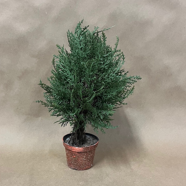 faux evergreen tree in rustic terra cotta colored planter/topiary tree/Christmas tree/indoor plant decorations/nature decor/